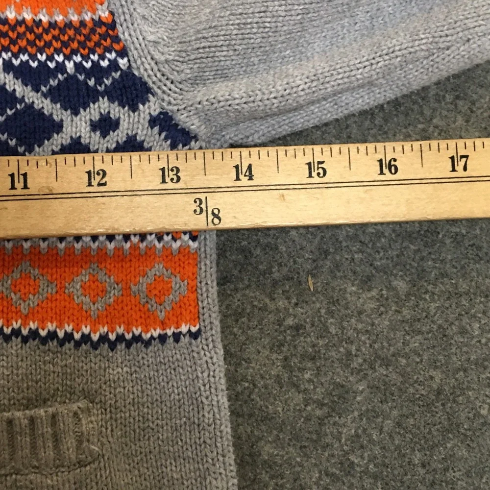 Gymboree Cardigan Sweater Boys Size 4 Grey Fair Isle Shawl Collar Cotton Preppy